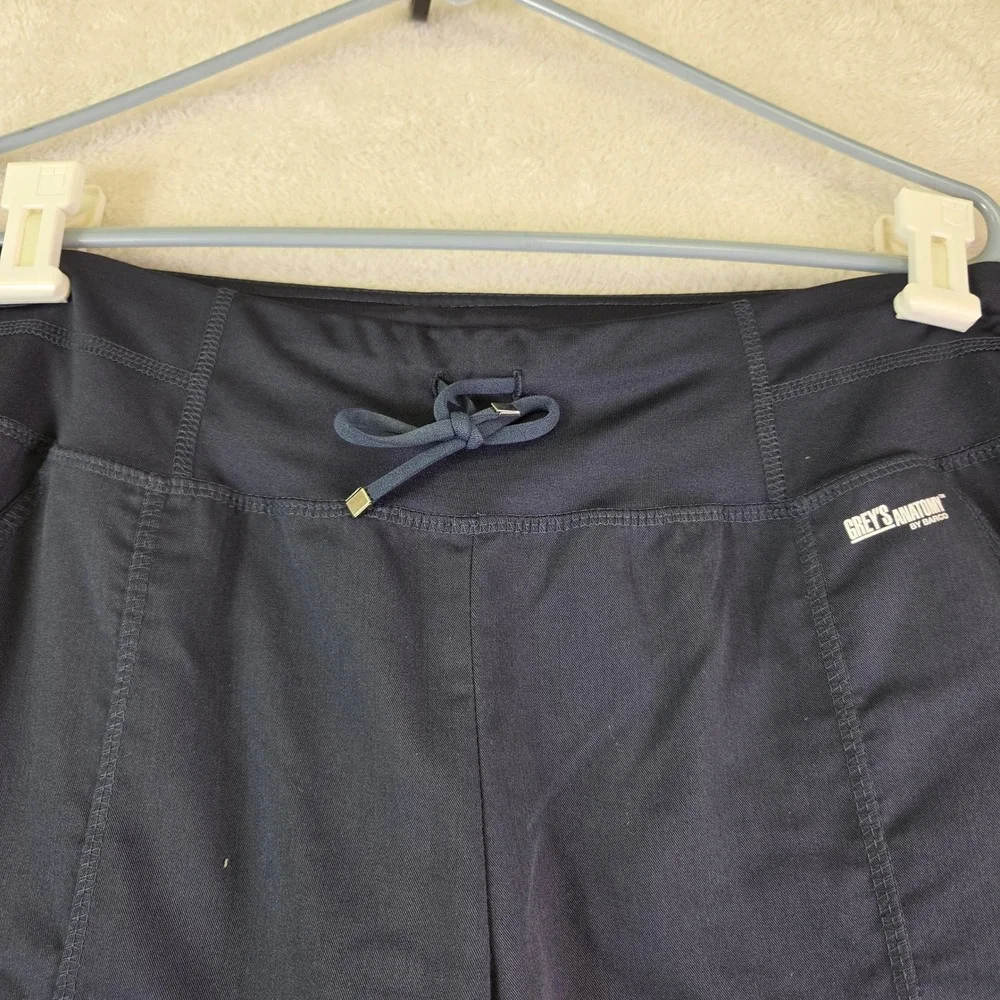 Greys Anatomy by Barco Womens Scrub Set Charcoal Gray V-Neck Top Pants Size MT